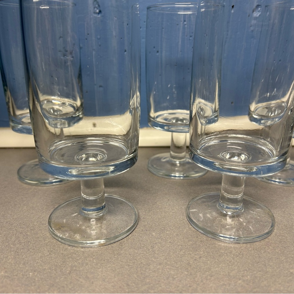 Clear Glass Stemmed Tumblers - Set of 4
